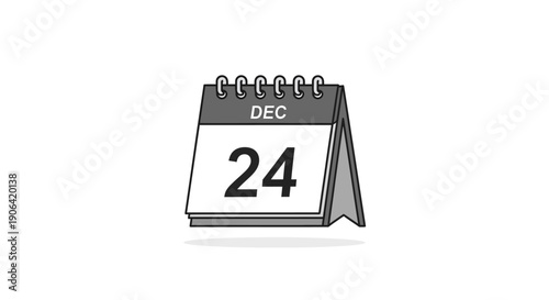 December 24 calendar icon monochrome.