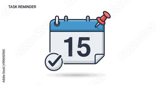 task reminder calendar with checkmark and pin.