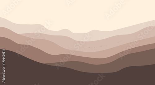 Brown Hills Landscape Vector Illustration.