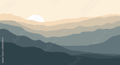 Layered Mountains with Soft Morning Haze.