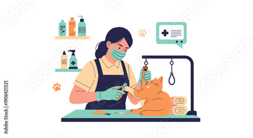 Veterinarian Performing Medical Examination on Cat.