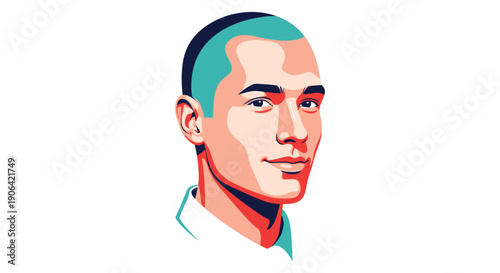 A vibrant portrait of a man with stylized coloring and sharp lines ideal for digital projects on transparent background silhouette