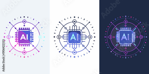 Artificial intelligence circuits and digital network designs in varying color schemes