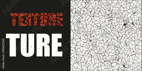 Cracked texture background with bold typography and a distressed aesthetic