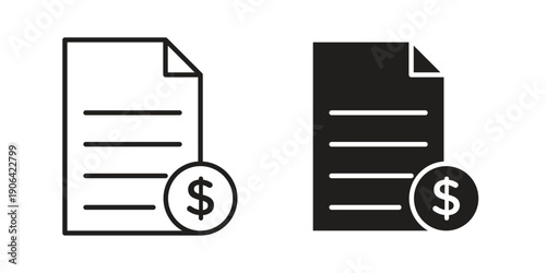 Bank statement icons In Trendy Design Vector Eps 10, Editable Stroke and solid flat.