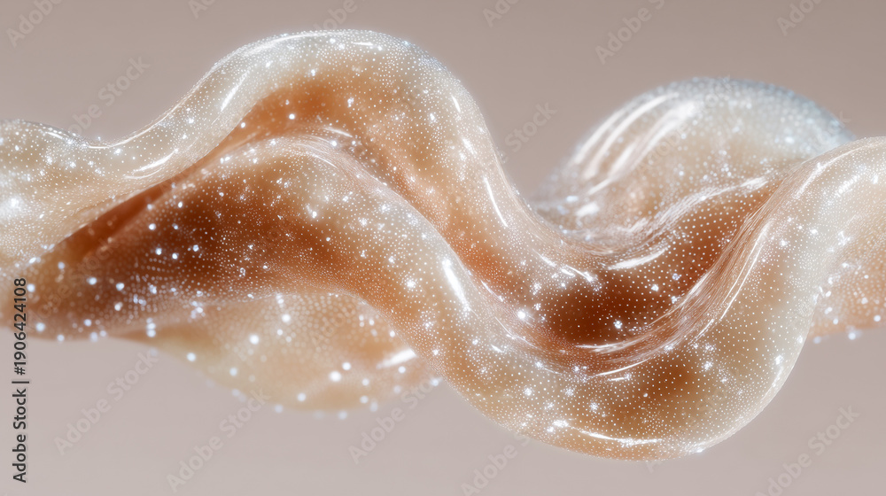 Fototapeta premium Artificial skin tissue membrane flowing water droplets macro. Synthetic biological transplant biotechnology innovation. Regenerative medicine laboratory cellular structure bioengineered material.