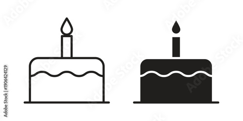 Cake icons In Trendy Design Vector Eps 10, Editable Stroke and solid flat.