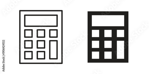 Calculator icons In Trendy Design Vector Eps 10, Editable Stroke and solid flat.