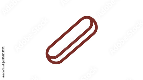 A minimalist red paperclip icon on a white background for office supplies and stationery