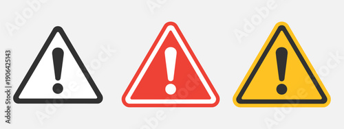 Caution Warning Signs Vector Illustration Featuring Exclamation Marks