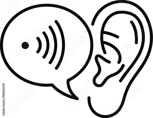 A graphic illustrating the concept of listening and communication through sound waves