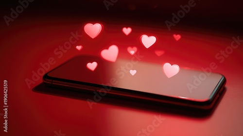 Wallpaper Mural Digital Love Concept with Smartphone and Floating Hearts for Valentine Torontodigital.ca