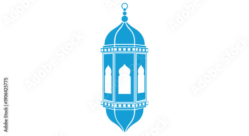 Blue traditional islamic lantern icon isolated on white background for ramadan kareem.