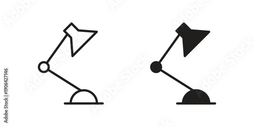 Desk lamp icons In Trendy Design Vector Eps 10, Editable Stroke and solid flat.