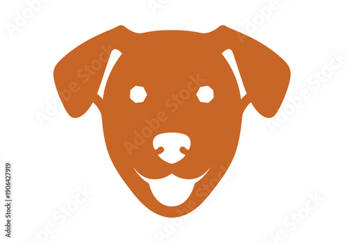 A cheerful cartoon depiction of a friendly brown dog looking directly at the viewer