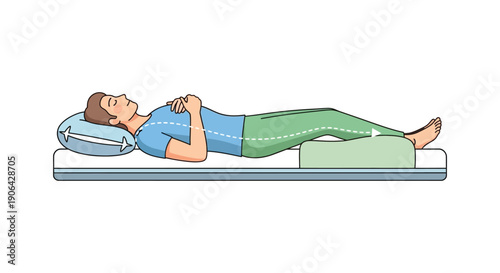 Illustration of a man sleeping on his back with measurement lines ideal for medical diagrams on transparent background silhouette high quality