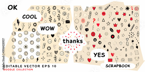 A colorful doodle collection with positive words and various hand drawn elements