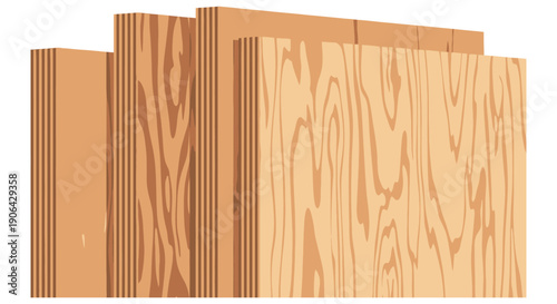 Three wooden boards with varying grain patterns are depicted in a clean modern composition on transparent background silhouette high quality professional