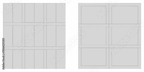 Gray wooden doors with paneling a side by side comparison illustration