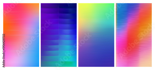 Set of ribbed glass texture backgrounds
