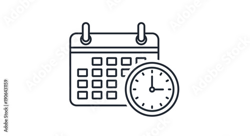 Calendar with clock schedule appointment time management.