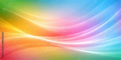 Abstract colorful background with bright rainbow waves and artistic light curves creating a motion blur texture for a vibrant fractal pattern wallpaper illustration