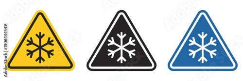 Cold Warning Signs Icon Collection Featuring Vector Graphics For UI Designs Mobile Web Applications And Safety Alerts.