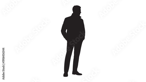   
Silhouette of a standing man with hands in pockets, symbolizing anonymity and simplicity.