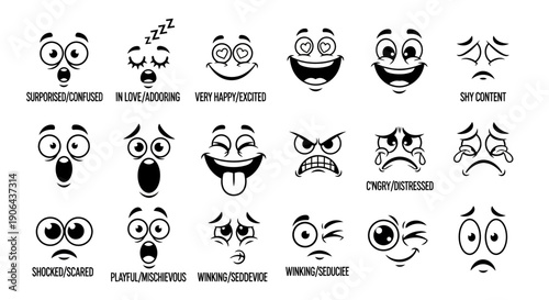 Emotive Faces Display Various Emotions in Illustrations cvbnm,. (67).ai