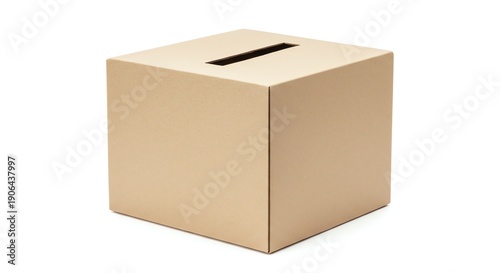 Cardboard donation box with transparent background