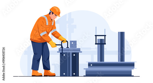 Construction worker operating heavy machinery on site.