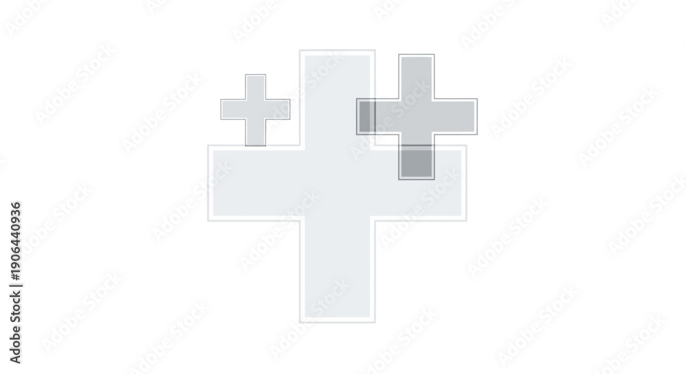 Fototapeta premium Modern plus sign symbols in gray and white