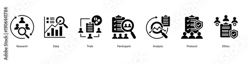 Clinical Research Foundation web banner featuring Research, Data, Trials, Participant, Analysis, Protocol, and Ethics.