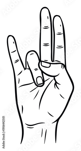 Hand showing the I love you sign with index finger, pinky, and thumb extended upwards, symbolizing affection and positive feelings for engaging visual communication projects.