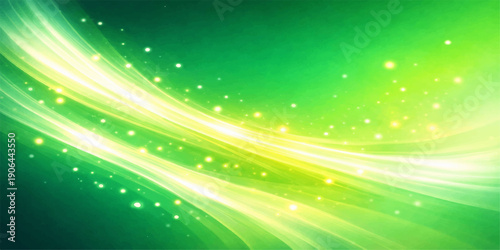 Abstract green background with glowing stars