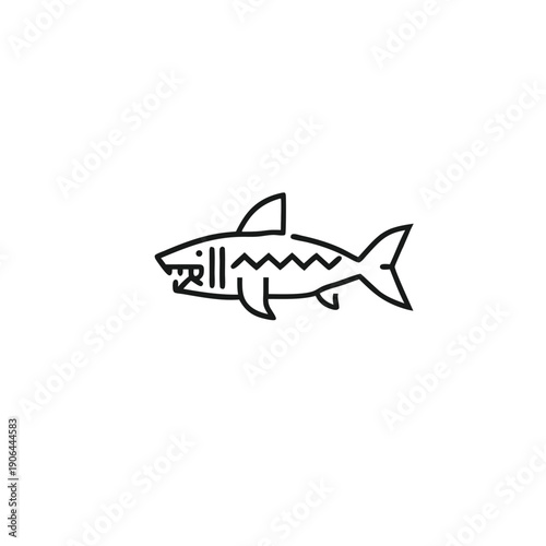 Wallpaper Mural Monochromatic pixel shark silhouette, vector art for web Torontodigital.ca