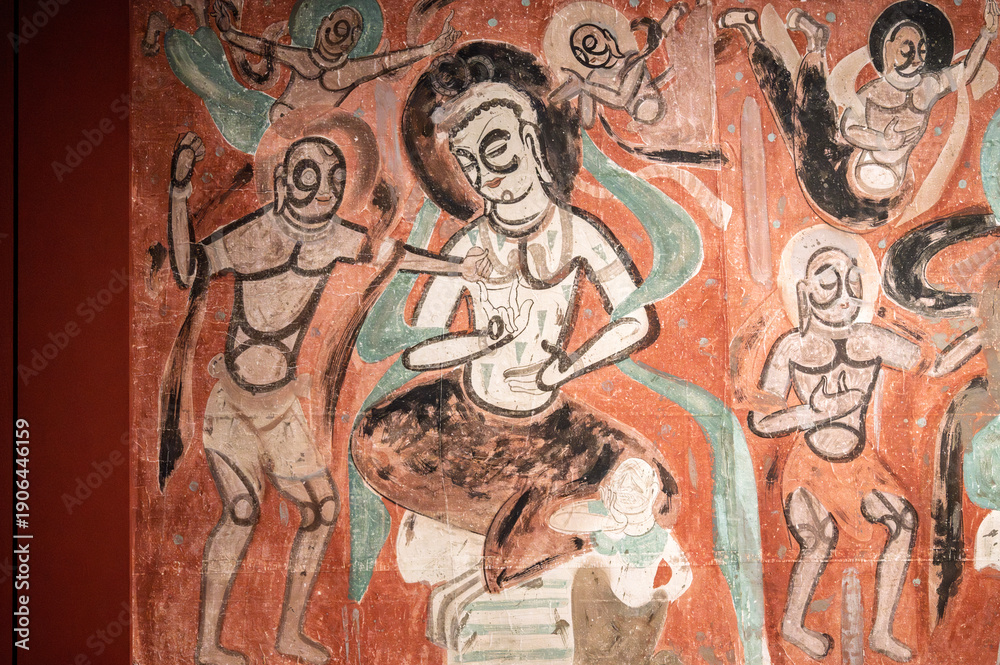 Obraz premium Ancient Buddhist graffiti murals in the Dunhuang Caves of China