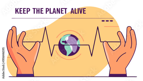 Keep the Planet Alive Earth Heartbeat Vector Illustration