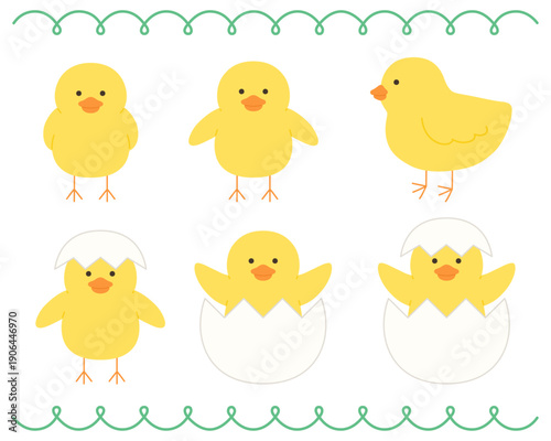 かわいいひよこのベクターイラストセット