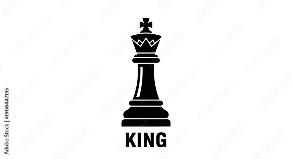 Fototapeta premium Chess King Icon – Strategy Leadership Power Game Symbol Illustration