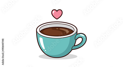 Cute Coffee Cup Illustration – Love Morning Drink Cartoon Icon