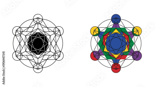 Geometric patterns and sacred symbols in modern art design