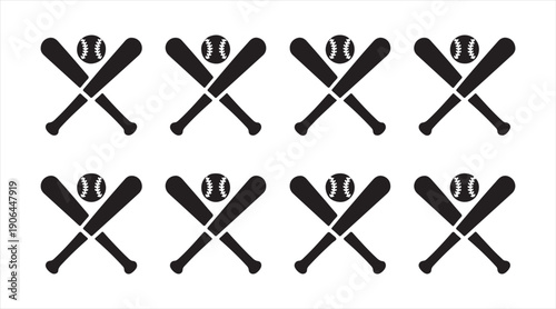 Minimal baseball equipment silhouettes representing athletic game symbols
