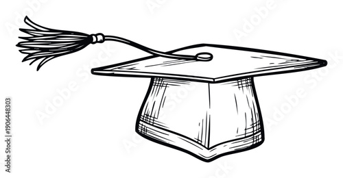 Classic academic graduation cap with a tassel symbolizing educational achievement and success, perfect for marketing materials, school event promotions, or celebratory designs.