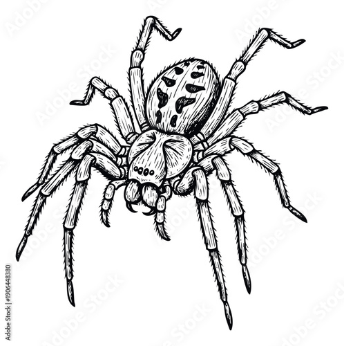 Detailed arachnid graphic for nature documentaries, educational materials, scary Halloween decorations, or a captivating visual for wildlife themed publications and scientific biology