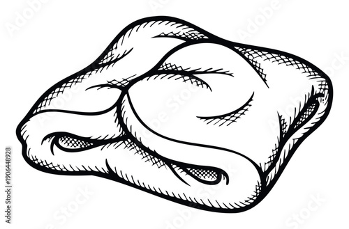 Abstract hand drawn organic black and white form with textured details, suitable for natural product branding, food related designs, or unique visual graphics