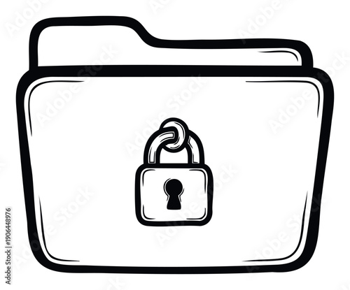 Secure file folder icon showing a closed padlock, symbolizing data privacy, confidential information, and cyber safety for cybersecurity and internet protection applications.