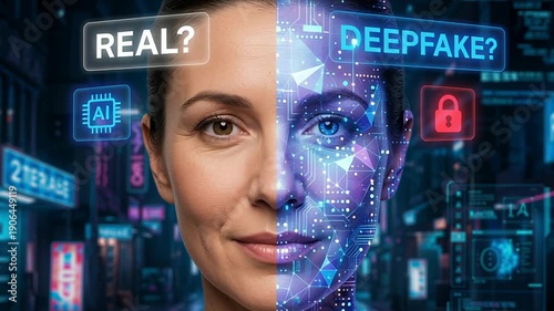 Deepfake ai technology misuse facial recognition, fake digital identity fraud risk online password login security news social media platforms, fake news