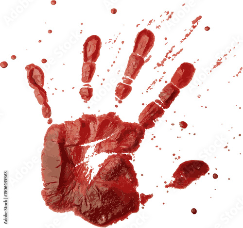 Foto bloody silhouettes of human palm prints with blood stains isolated on transparen