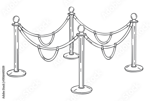 Elegant queue barrier system with luxurious velvet ropes for effective crowd control at premium events, suitable for event planning, security management, and VIP access applications